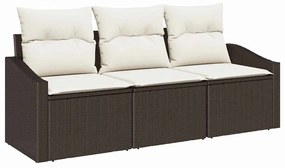 vidaXL Kanapé Szett párnával 3 pcs Barna polirattan