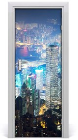 Ajtó méretű poszter Hong Kong éjjel 85x205 cm