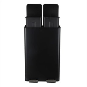 Matt fekete acél szelektív pedálos szemetes 2x30 l Aliya – Spirella