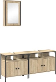 vidaXL Fürdőszoba bútor szett polcokkal tárolóval 3 pcs Barna Faanyag