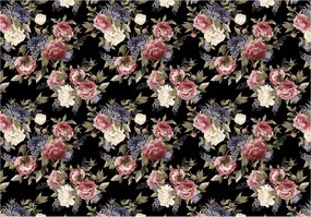 Flizelin fotótapéta Fekete rózsák és bazsarózsa virágos kert 312x219 +ragasztó