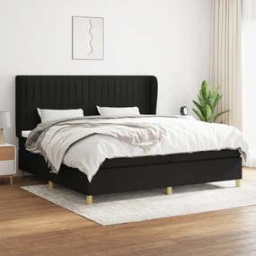 fekete szövet rugós ágy matraccal 200 x 200 cm