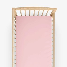 Goldea gyermek pamut lepedő kiságyba - púderrózsaszín 70 x 140 cm