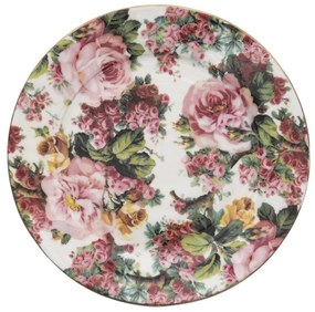 Vintage rózsa virágos porcelán desszertes tányér Ø 21 CM