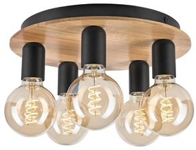 Mennyezeti lámpa DUSTY 5xE27/15W/230V átm. 34 cm tölgy/fekete