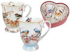 Madaras porcelán bögre szett 280 ml 2 személyes szív alakú díszdobozban