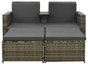 vidaXL 3 részes szürke polyrattan kerti ülőgarnitúra párnákkal