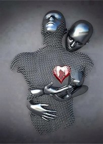 Poszter 60x90cm dekoráció 3D nyomtatással fém szobor keret nélkül