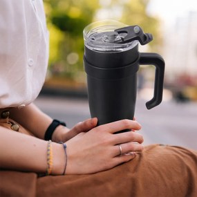 Fekete termobögre szívószállal 1,2 l Termo – Orion