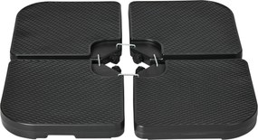 Outsunny 4 darabos Napernyő Súly - Időjárásálló Napernyő Állvány Súly Offset Napernyőhöz Fogantyúval, 80 kg Homokkal vagy 60 kg Vízszel Tölthető, HDPE