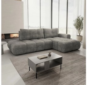 Kihúzható, kárpitozott L-alakú sarokülőgarnitúra ALMADA, jobb oldali, szürke