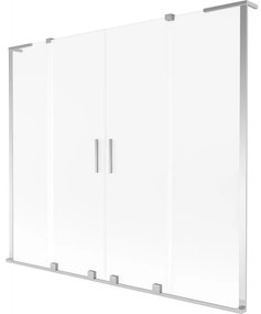 Mexen Velar L Duo, 2 szárnyas eltolható kádparaván 180 x 150 cm, 8 mm mattüveg, króm, 896-180-003-32-01