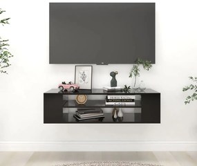 Fekete szerelt fa függő TV-szekrény 100 x 30 x 26,5 cm