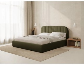 Zöld kárpitozott ágyneműtartós franciaágy ágyráccsal 200x200 cm Juno – Windsor &amp; Co Sofas