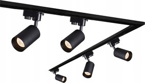Edo Sín szett Fekete Sín 1.9m +1.9m 5x GU10 lámpa kiegészítők