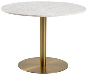 Asztal Oakland 545Aranysárga, Fehér márvány, 75cm, Márvány, Fém