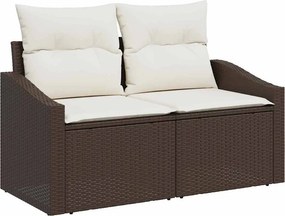 vidaXL Kanapé Szett párnával tárolóval 7 pcs Barna és Krém polirattan