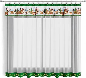 Kész karácsonyi függöny 300x140cm Hóemberek zöld