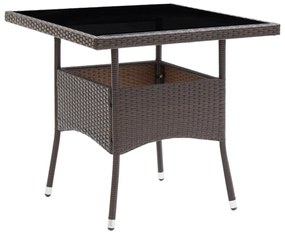 vidaXL 3 részes barna polyrattan és edzett üveg kerti étkezőszett