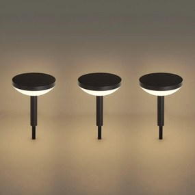 3 darabos fekete leszúrható spotlámpa szett LED-del, szolár, IP44 - Solar