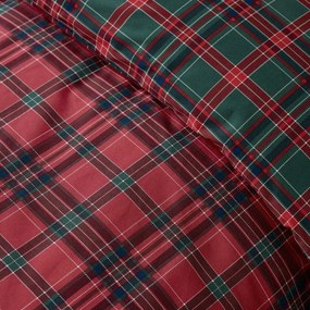 Piros-sötétzöld egyszemélyes ágyneműhuzat 135x200 cm Tartan Check – Catherine Lansfield