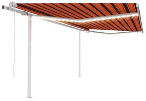 narancssárga-barna szélérzékelős és LED-es napellenző 4,5 x 3 m