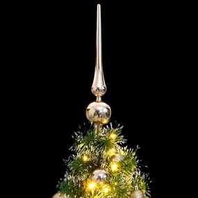 műkarácsonyfa 150 LED-del, gömbszettel és hópehellyel 150 cm