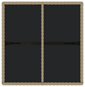bézs polyrattan és üveg kerti asztal 109 x 107 x 74 cm