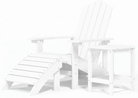 fehér HDPE kerti adirondack szék lábtartóval és asztallal