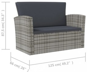 vidaXL 8 részes szürke polyrattan kerti bútorszett párnákkal