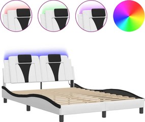 vidaXL fehér és fekete ágykeret Viana LED-ekkel matrac nélkül 120 x 200 cm