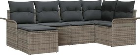 vidaXL Kerti Kanapé Szett párnával 6 pcs Szürke polirattan