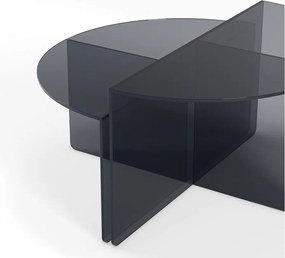 Szürke üveg kerek dohányzóasztal szett 2 db-os ø 80 cm Velta – MOME