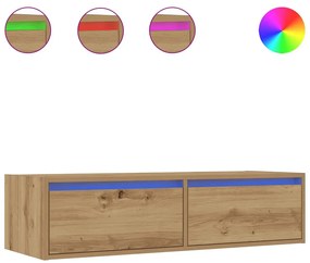 kézműves tölgy színű TV-szekrény LED-lámpákkal 100X35,5x25 cm