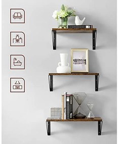 3 fali polc készlet, lebegő polcok,rusztikus barna és fekete