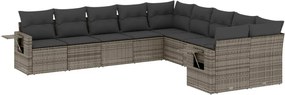 vidaXL 10 részes szürke polyrattan kerti ülőgarnitúra párnákkal
