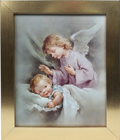 Vászonkép 30x25 Őrangyal Angyal Arany Keret