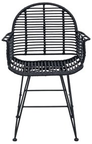 Étkezőszék 2 pcs Fekete 57 x 54.5 x 85 cm Rattan és Vas