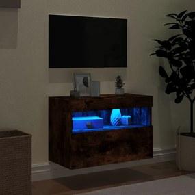 füstös tölgy színű fali TV-szekrény LED-ekkel 60x30x40 cm