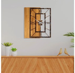 Falióra 49x58 cm, 1xAA, fa/fém kivitelben