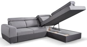 Szürke, jobbos, L-alakú, tárolós MATRIX sarokkanapé ággyá nyitható