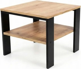 Dohányzóasztal 52x52 cm Loft Ipari Tölgy Arany Craft Fekete Nappaliba