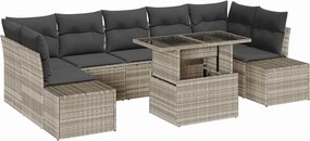 vidaXL Kanapé Szett párnával 8 pcs Világosszürke polirattan