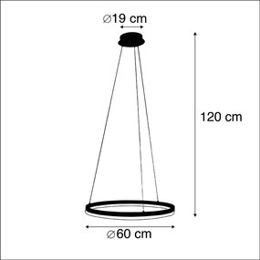 Design lógólámpa fekete 60 cm LED-del, 3 fokozatú fényerő-szabályozóval - Anello