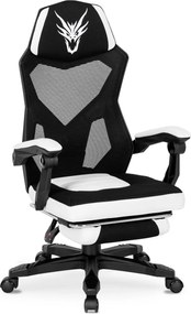 Forgószék gaming lábtartóval fekete/fehér. BING