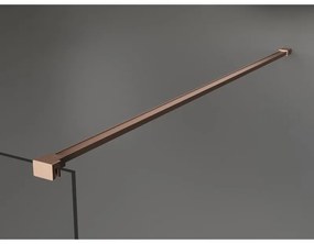Mexen Kioto+, Walk-In zuhany paraván polccal és akasztóval 110 x 200 cm, 8 mm átlátszó üveg fehér mintás, réz matt profil, 800-110-121-65-85