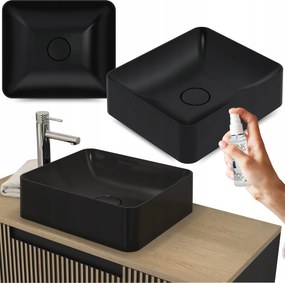 Mosdókagyló 50 Fürdőszobai Fekete Téglalap Alakú 6in1 Konglomometer