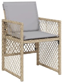 5 Darabos Kerti Étkező Garnitúra Párnákkal Bézs Poly Rattan