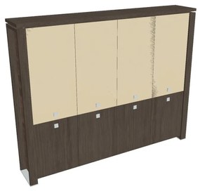 Verno+ magas szekrény 260 x 46 x 210 cm, kombinált ajtó, antracit tölgy / vanília