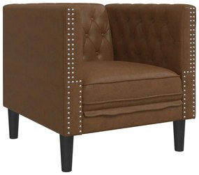 3 részes barna művelúr Chesterfield kanapégarnitúra